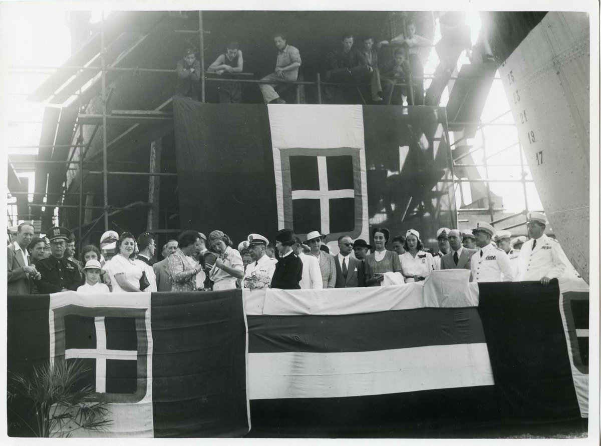 Στιγμιότυπο από την εκδήλωση που πραγματοποιήθηκε κατά την καθέλκυση του επιβατηγού “Laurana””, 1939 (Maritime and History Museum of the Croatian Littoral).